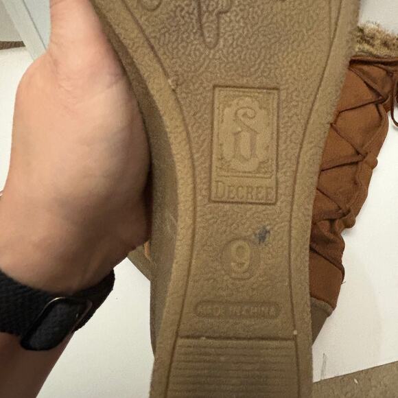 Decree DC Boulder Brown Lace Up Faux Fur Lined Knee-High Wedge Snow Boots Size 9 - Picture 9 of 12